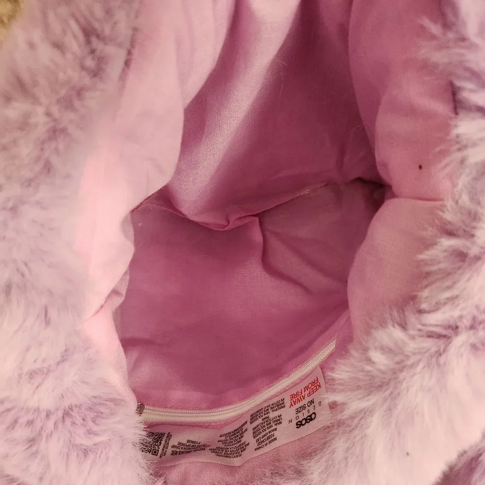 asos Design Lavender Faux Fur Tote‎ Bag